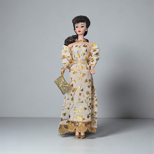 Handmade Vintage-Style Barbie Dress - Golden Glory